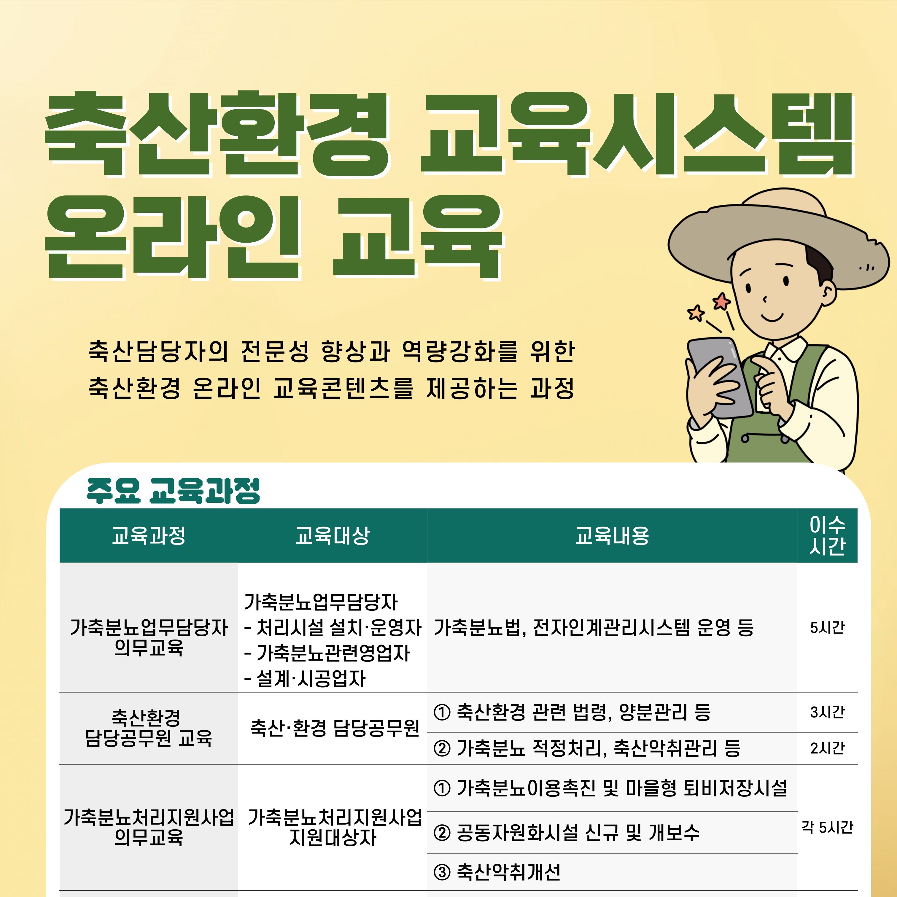 2026년 축산환경 교육시스템 온라인 교육과정 안내